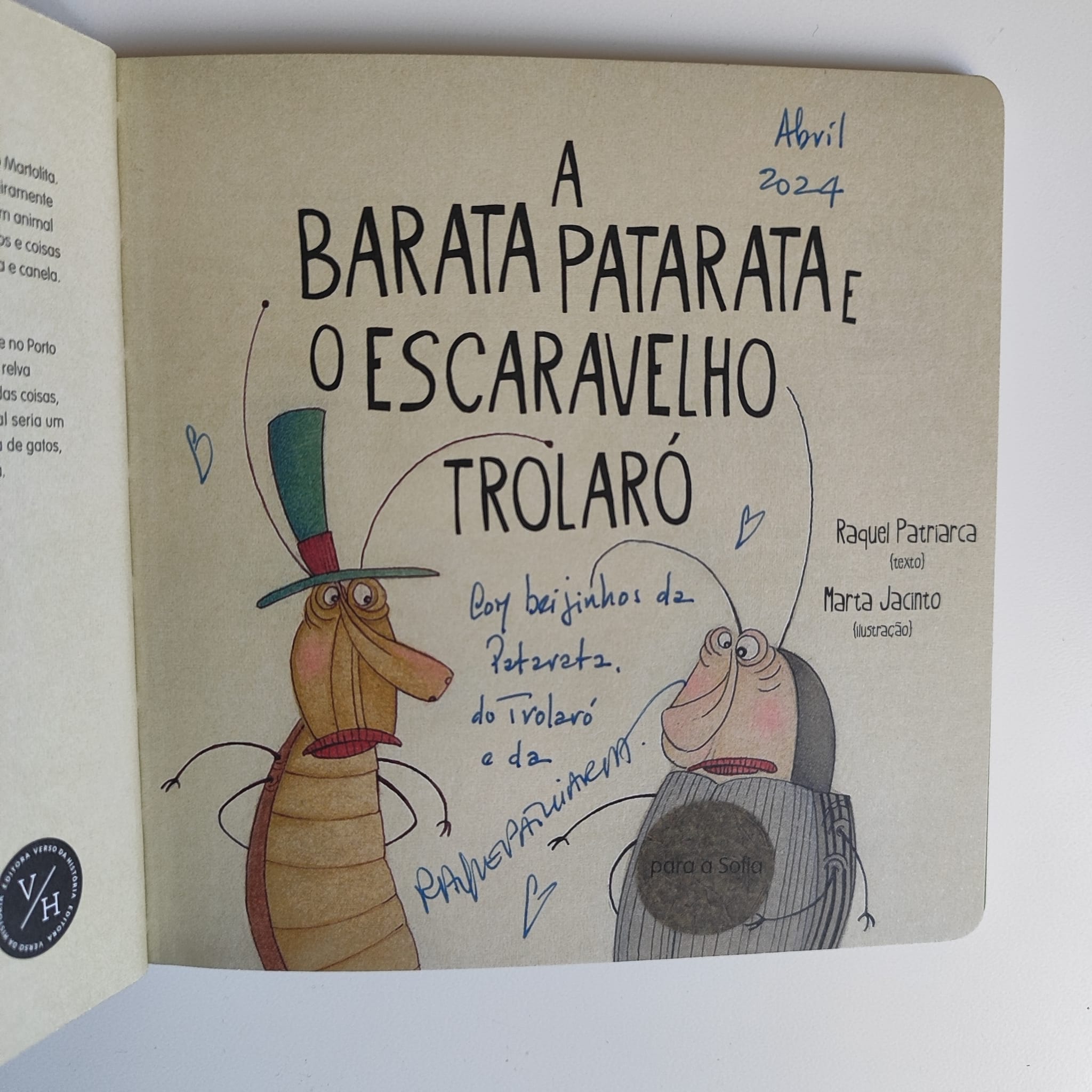 A Barata Patarata e o Escaravelho Trolaró, de Raquel Patriarca