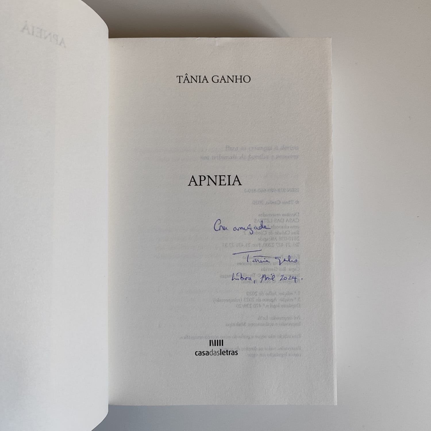 Apneia, de Tânia Ganho